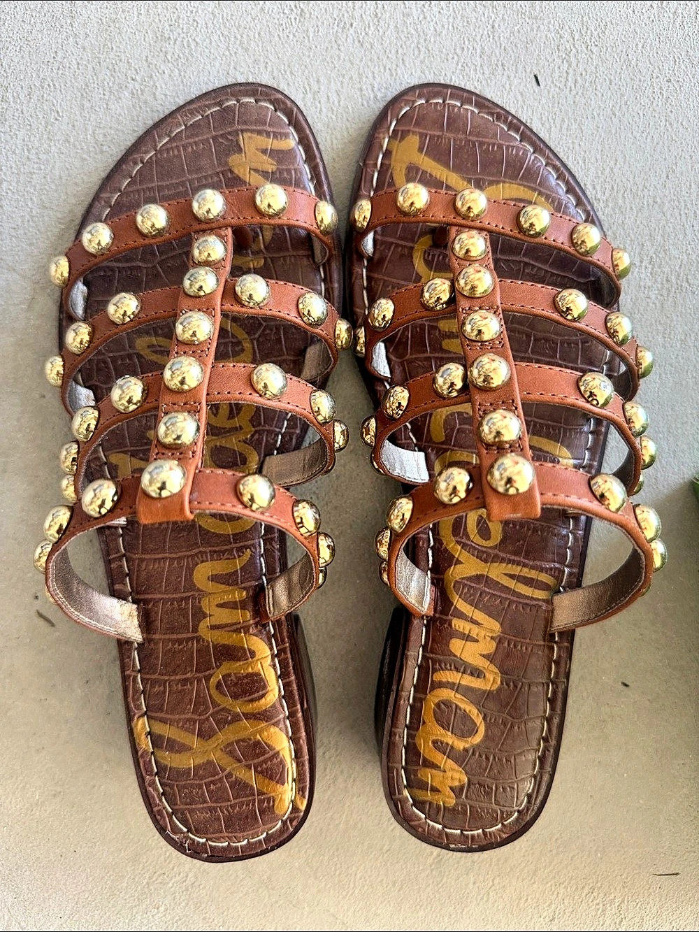 Sam Edelman Gloria Studded Gladiator Sandal Sandals Brown US 7.5